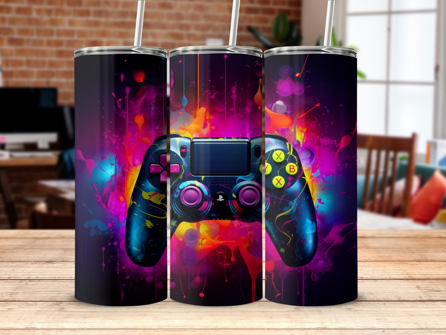Colorful Gaming Controller Design Tumbler Cup