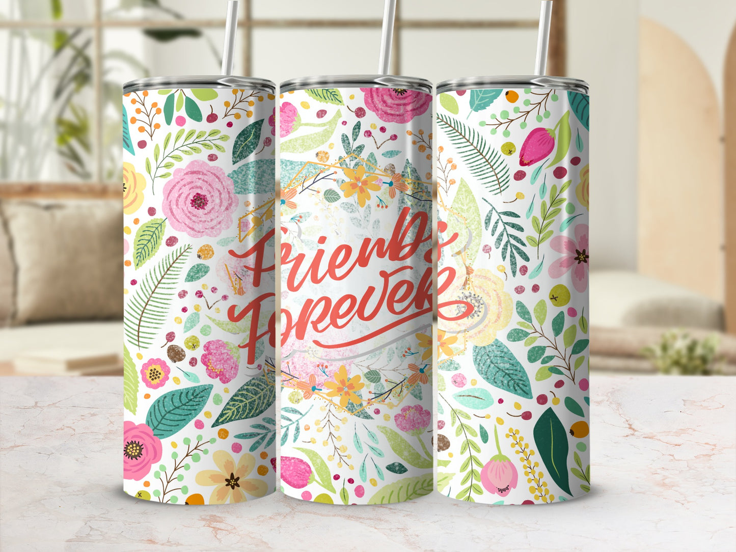 Floral Friends Forever Design Tumbler for All Occasions