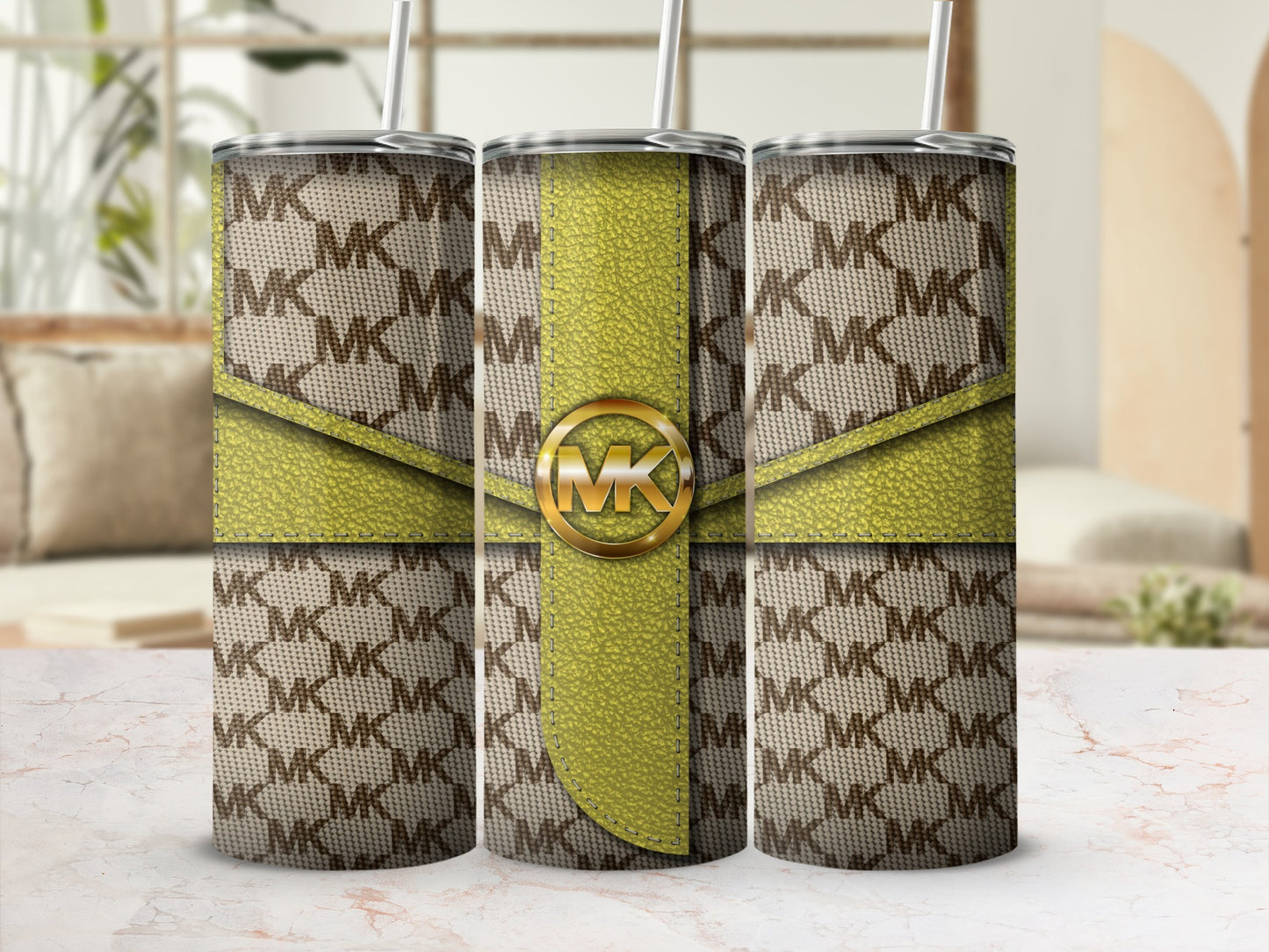 Stylish Green and Patterned MK Logo Tumbler Cup