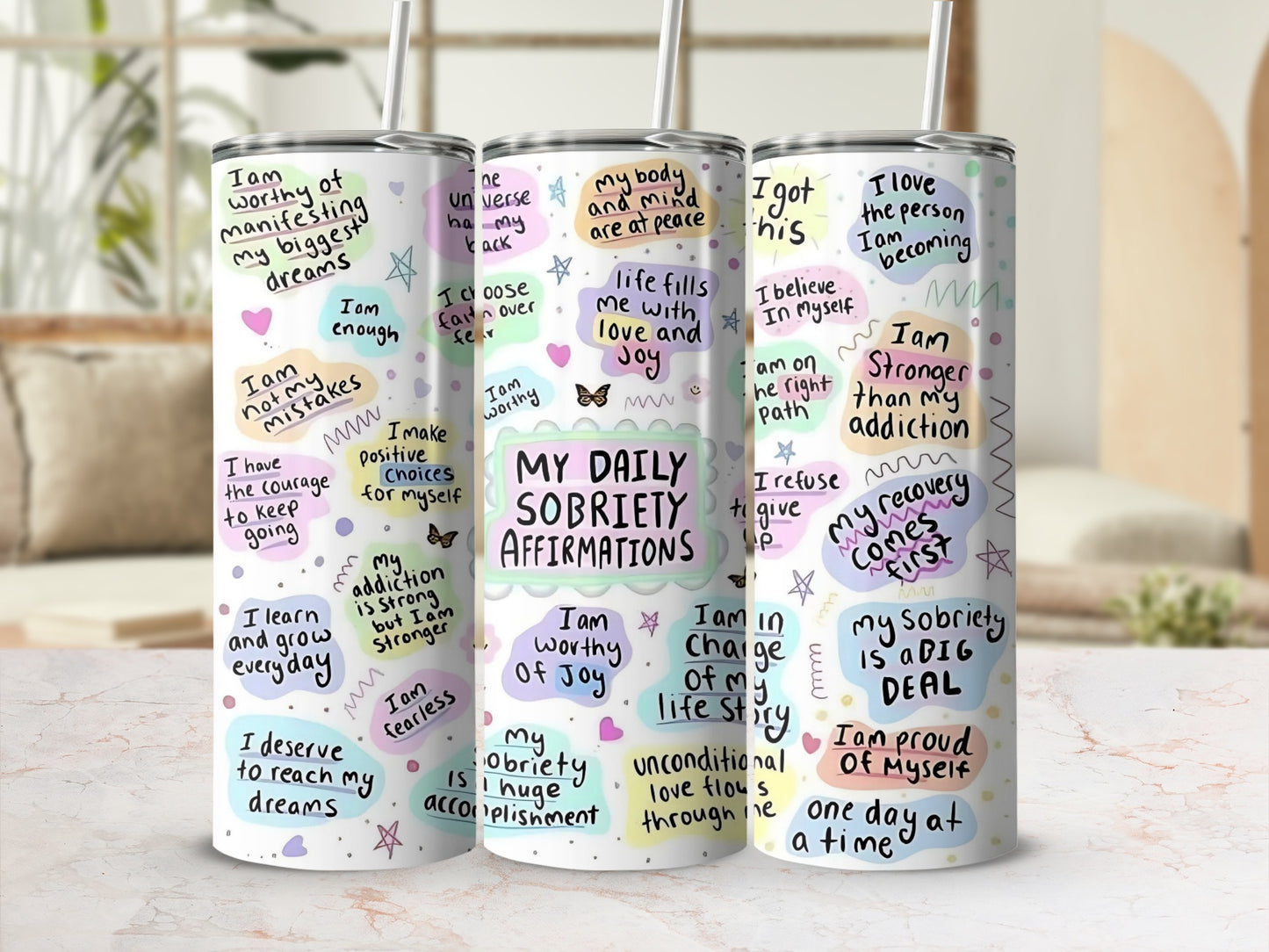 My Daily Sobriety Affirmations Tumbler for Positive Support