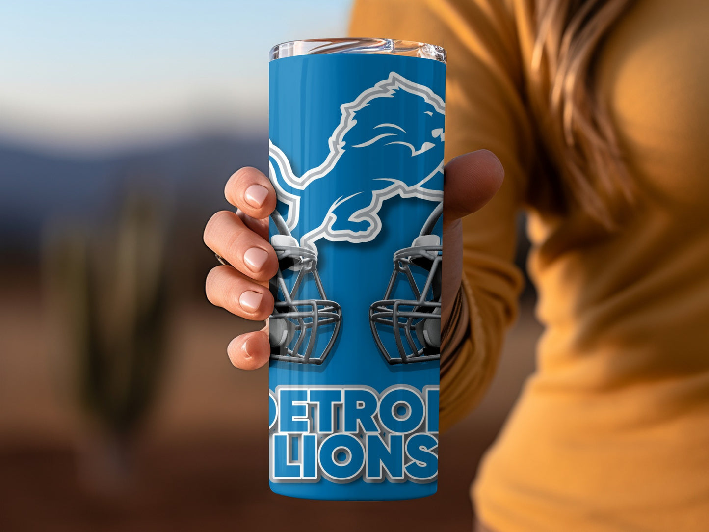 Detroit Lions NFL Helmets and Lion Logo Design Tumblers