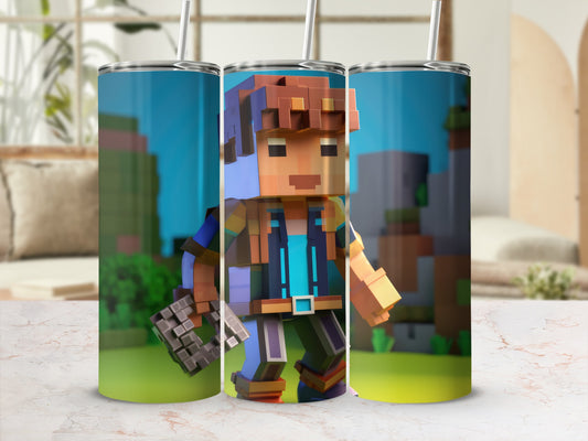 Pixelated Game Character Design Tumbler Flask