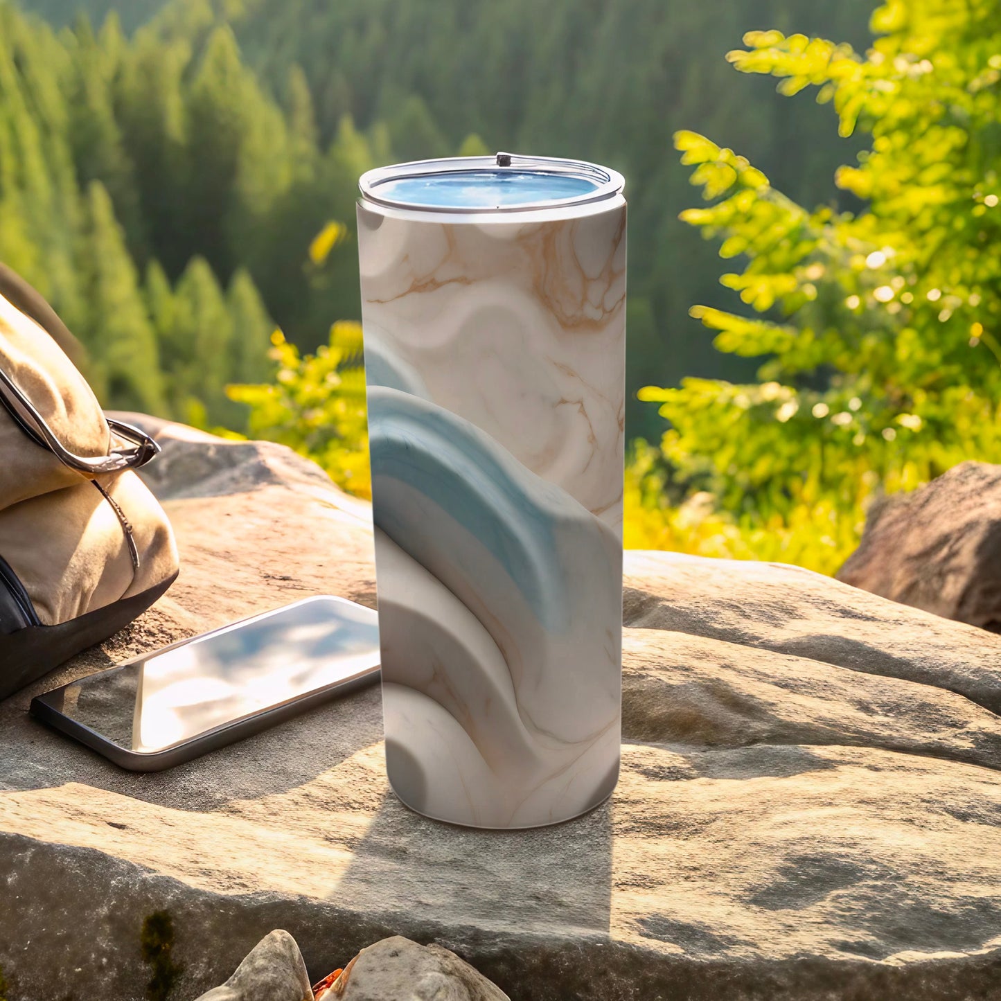 Cream Blue Swirl Marble Design Tumbler product type