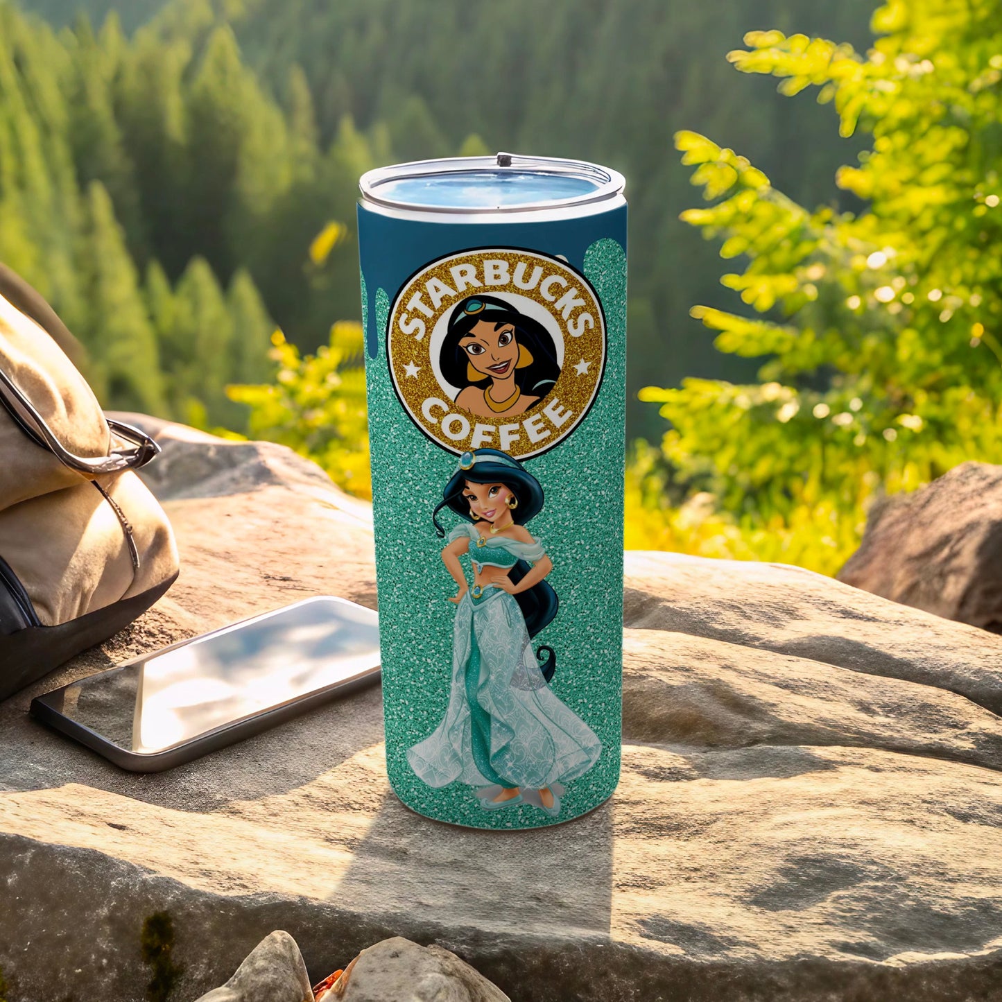 Glittery Starbucks Coffee Princess Jasmine Tumbler