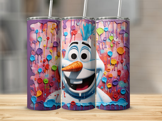 Colorful Drip Design with Cartoon Character Tumbler