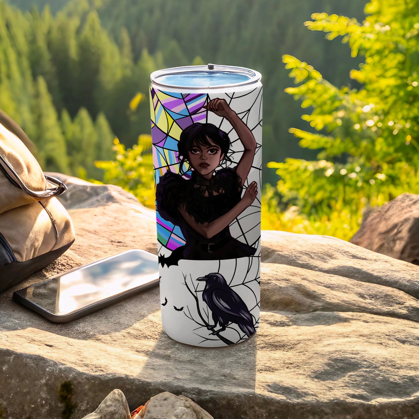 Gothic Raven and Woman Art Customized Tumbler