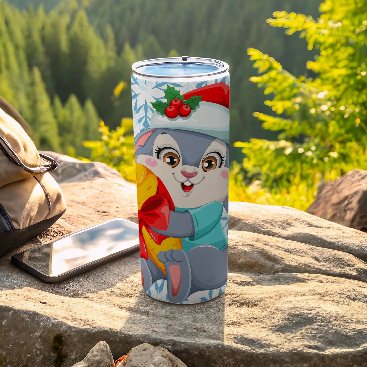 Cute Holiday Rabbit Tumbler for Festive Celebrations