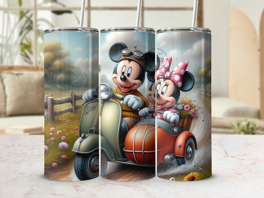 Cute Disney Couple on Scooters Tumbler Product