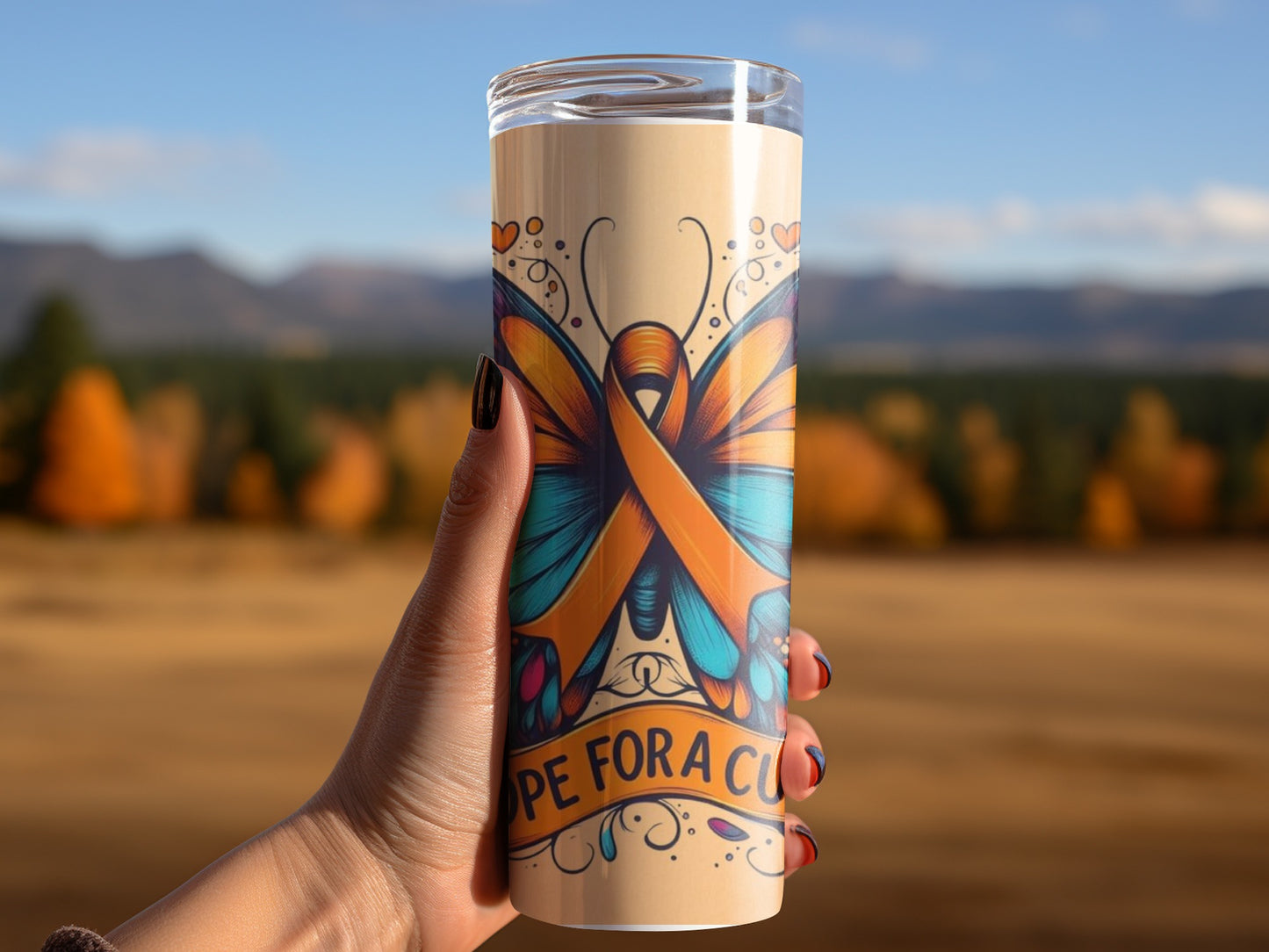 Hope For A Cure Butterfly Awareness Tumbler Cup