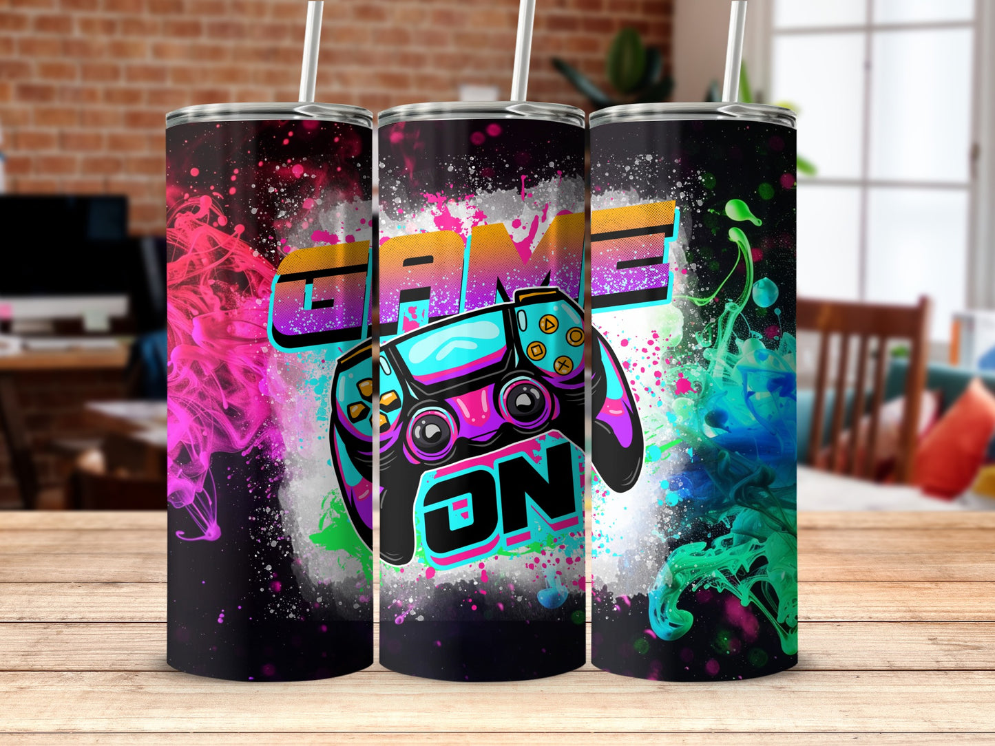 Vibrant Game On Design Colorful Tumbler Drinkware