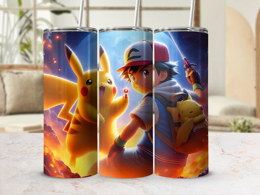 Pikachu and Trainer Adventure Themed Tumbler