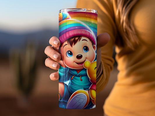 Rainbow Winnie The Pooh Cartoon Character Art Tumblers