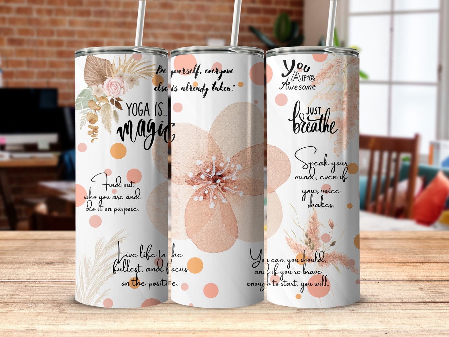 Motivational Yoga Designs Insulated Drink Tumblers