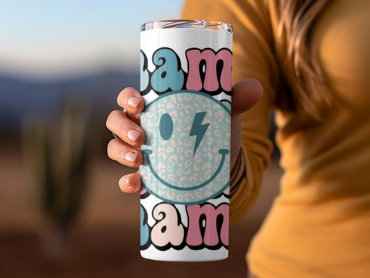 Retro Smile Face Lightning Bolt Camo Pattern Tumbler