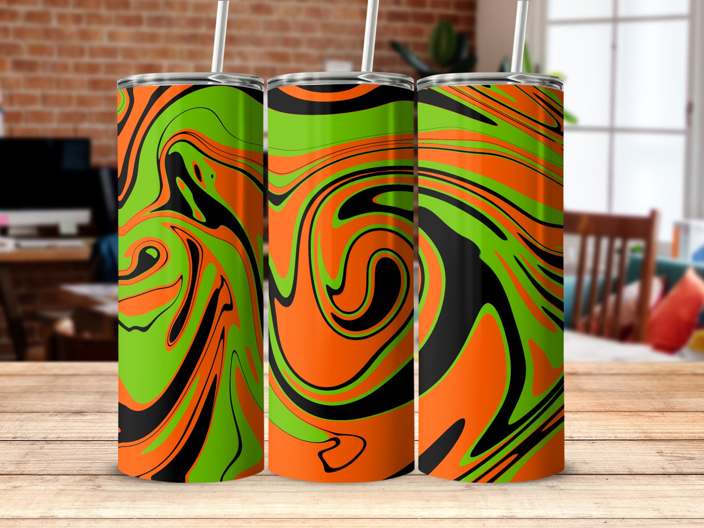 Vibrant Swirl Pattern Tumbler For Stylish Sipping