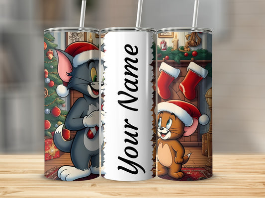 Tom and Jerry Christmas Personalized Tumbler Cup