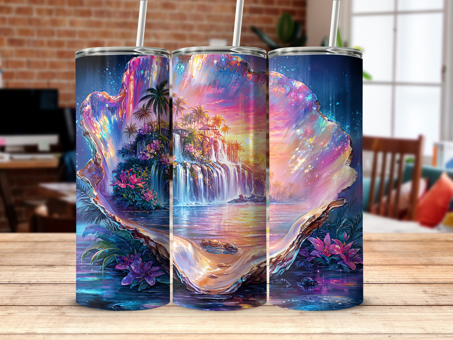 Beautiful Waterfall in Shell Design Travel Tumbler