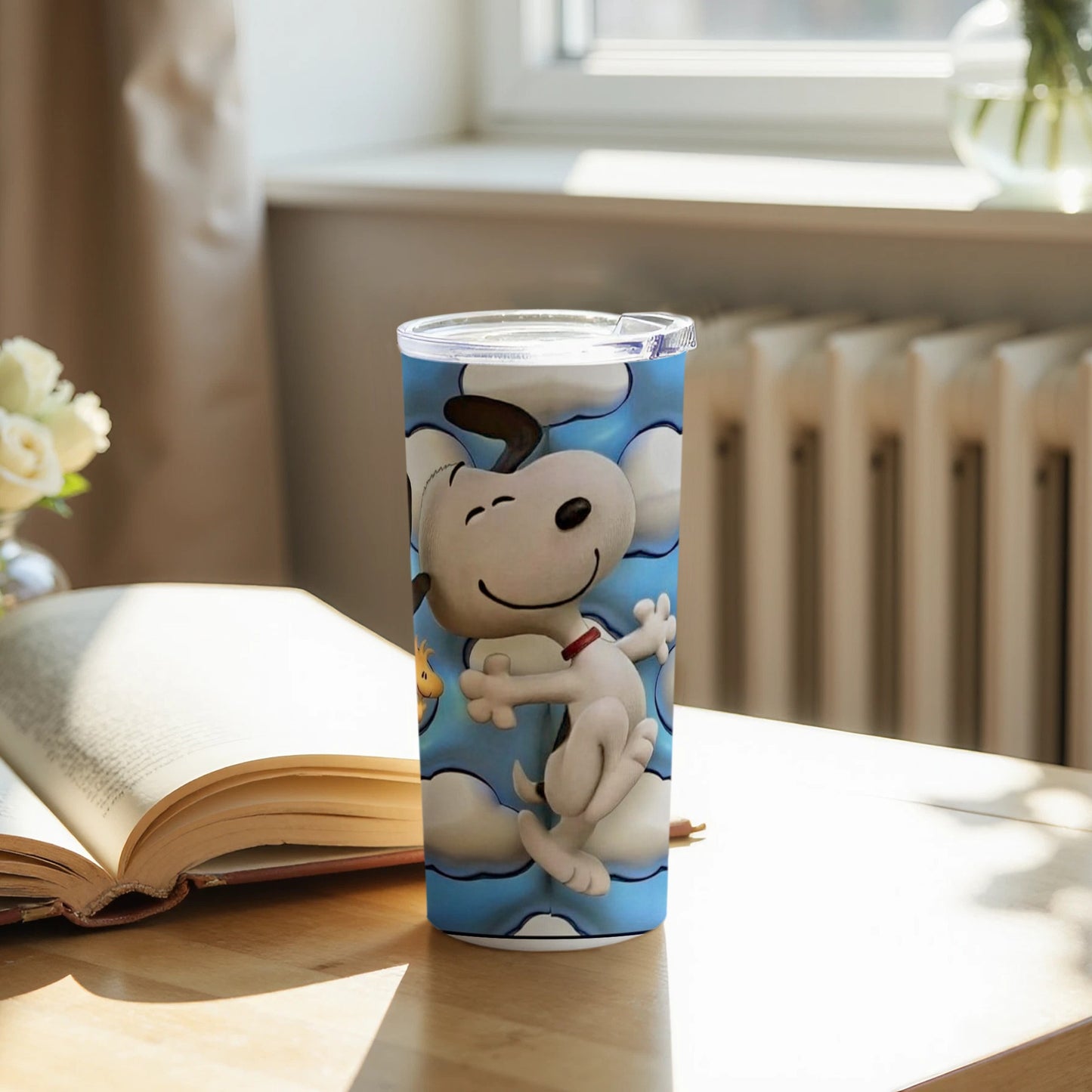 Cartoon Dog Relaxing in Cloudy Sky Tumbler