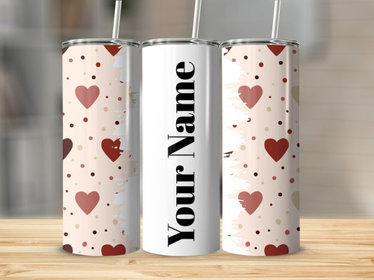 Customizable Heart Pattern Personalized Tumbler