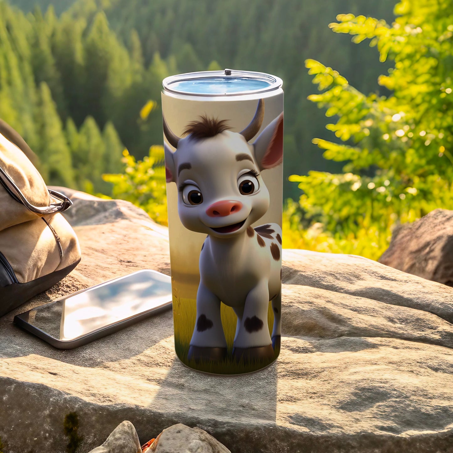 Adorable Baby Cow Design Tumbler for Outdoor Adventures