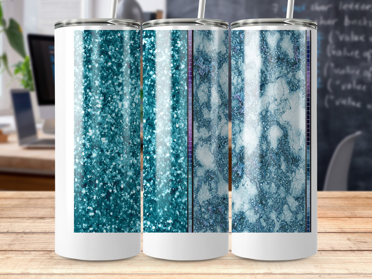 Teal Blue Glitter Marble Abstract Pattern Swirl product type
