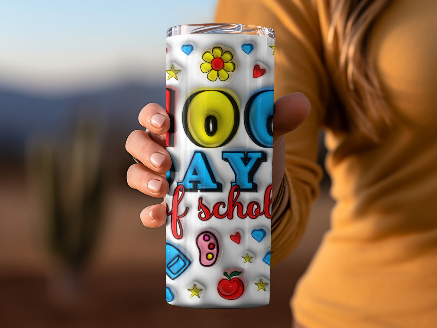 100 Days School Apples Stars Hearts Flowers Tumblers