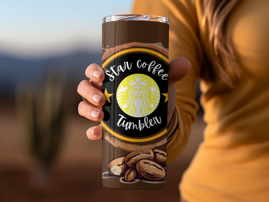 Star Coffee Tumbler with Coffee Bean Design