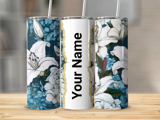 Customizable Floral Pattern Personalized Tumbler Design