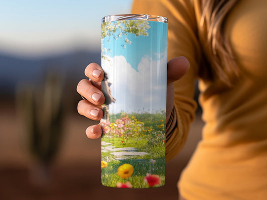 Pooh Bear with a House and Flowers Tumblers