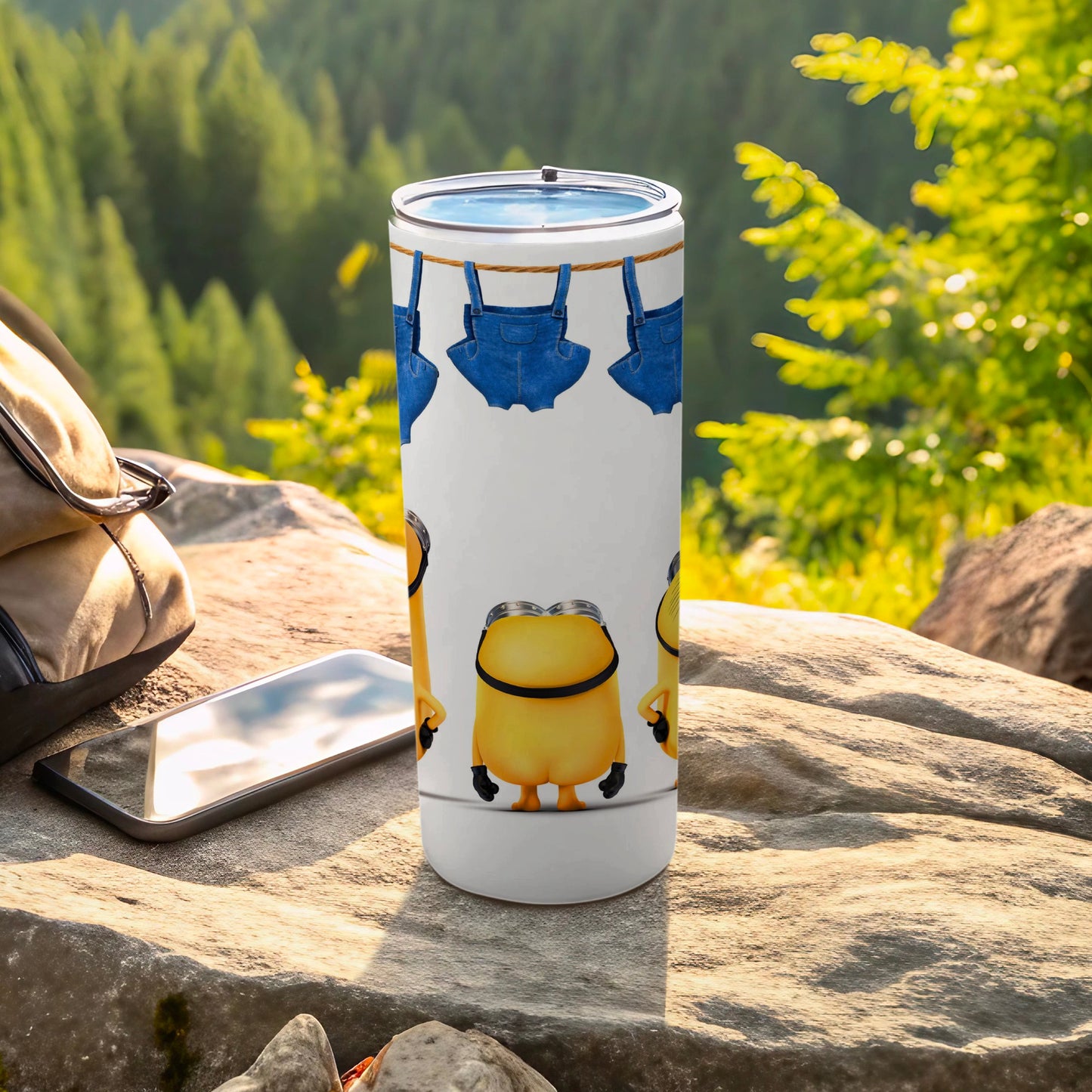 Fun Minions and Blue Outfit Design on Tumbler Cup