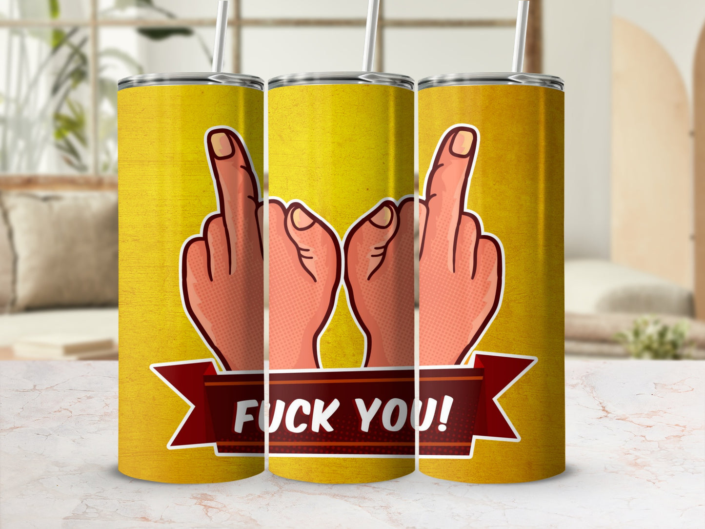 Bold Middle Finger Fuck You Insult Tumbler Cup