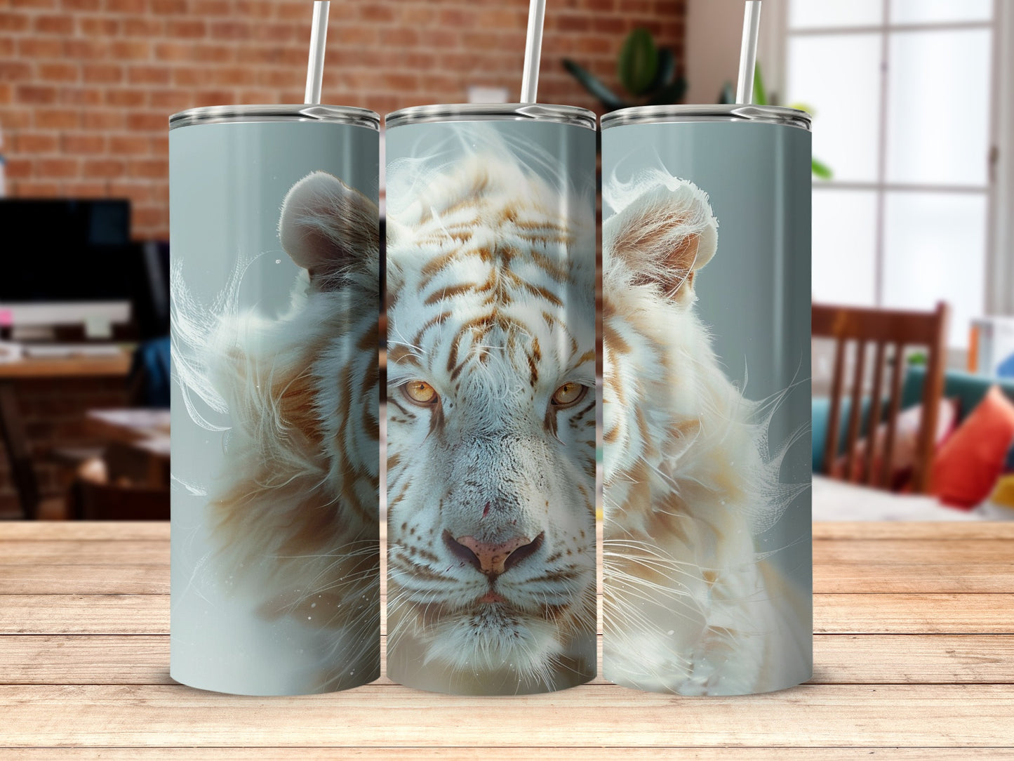 Powerful White Tiger Face Art Design Tumbler product type