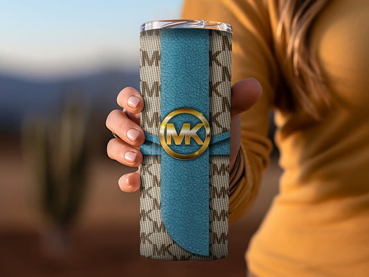 Stylish Teal and Monogrammed Travel Tumbler Cup