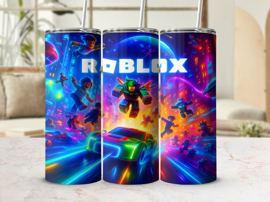 Vibrant Roblox Gaming Scene Tumbler with Colorful Graphics