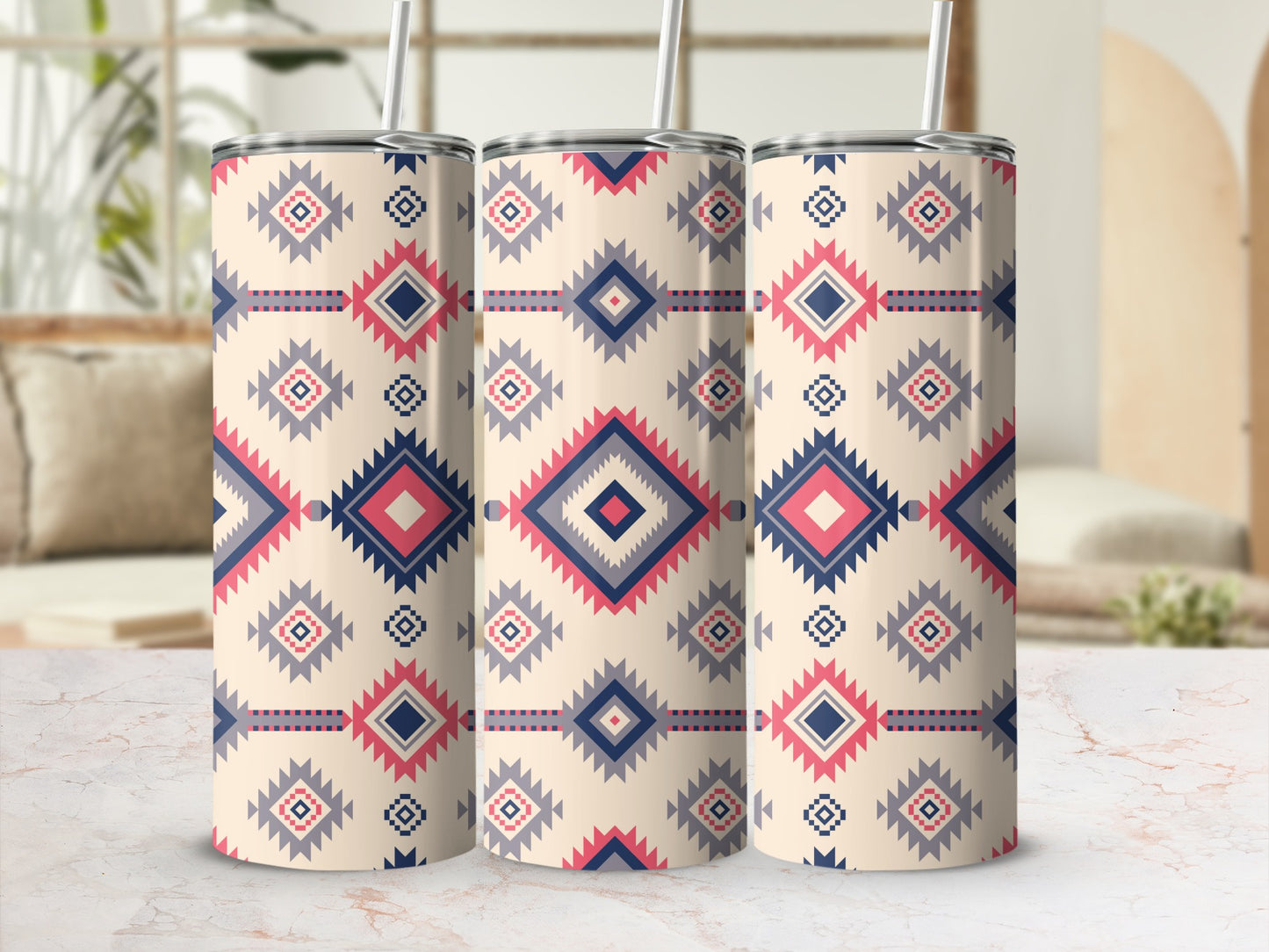 Eye-Catching Geometric Patterned Insulated Tumbler
