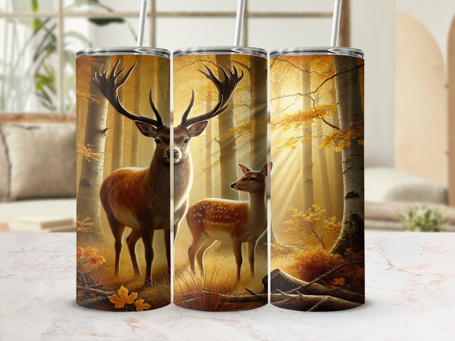 Majestic Deer Forest Scene Tall Tumbler Product