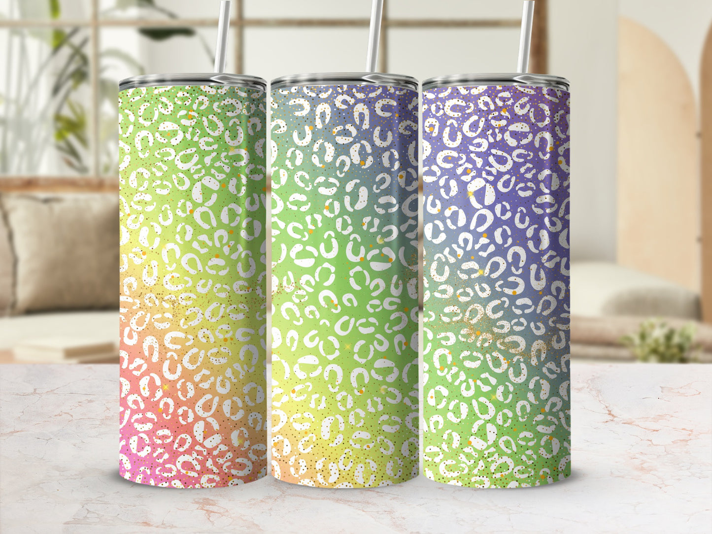 Gradient Leopard Print Tumbler Drinkware Accessories