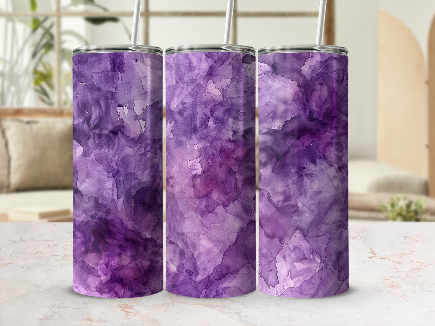Vibrant Purple Abstract Design Insulated Tumbler