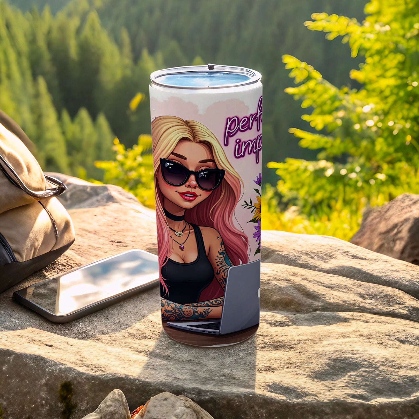 Tattooed Woman Perfect Imperfections Art Design Tumbler product type
Tumbler
Woman illustration
Tattooed girl
Laptop art
Sunglasses character
Outdoor theme
Travel tumbler
Adventure drinkware
Perfect imperfections
Unique design
Trendy accessory
Gift idea
Blonde hair art
Pink hair girl
Stylish tumbler
Graphic print
Custom drinkware
Insulated mug
Coffee tumbler
Water bottle