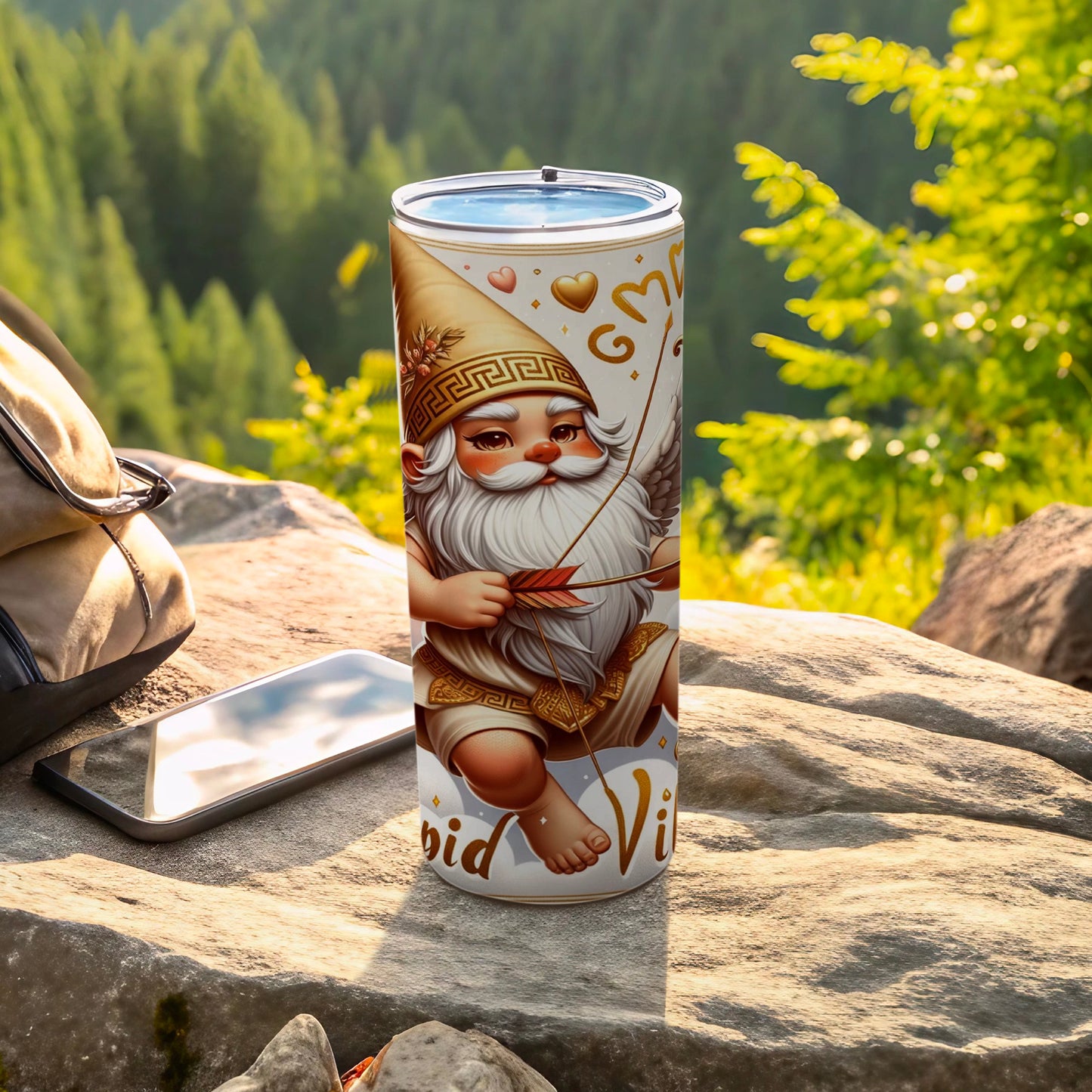 Gnome Cup with Cute Cupid Image for Outdoor Adventures