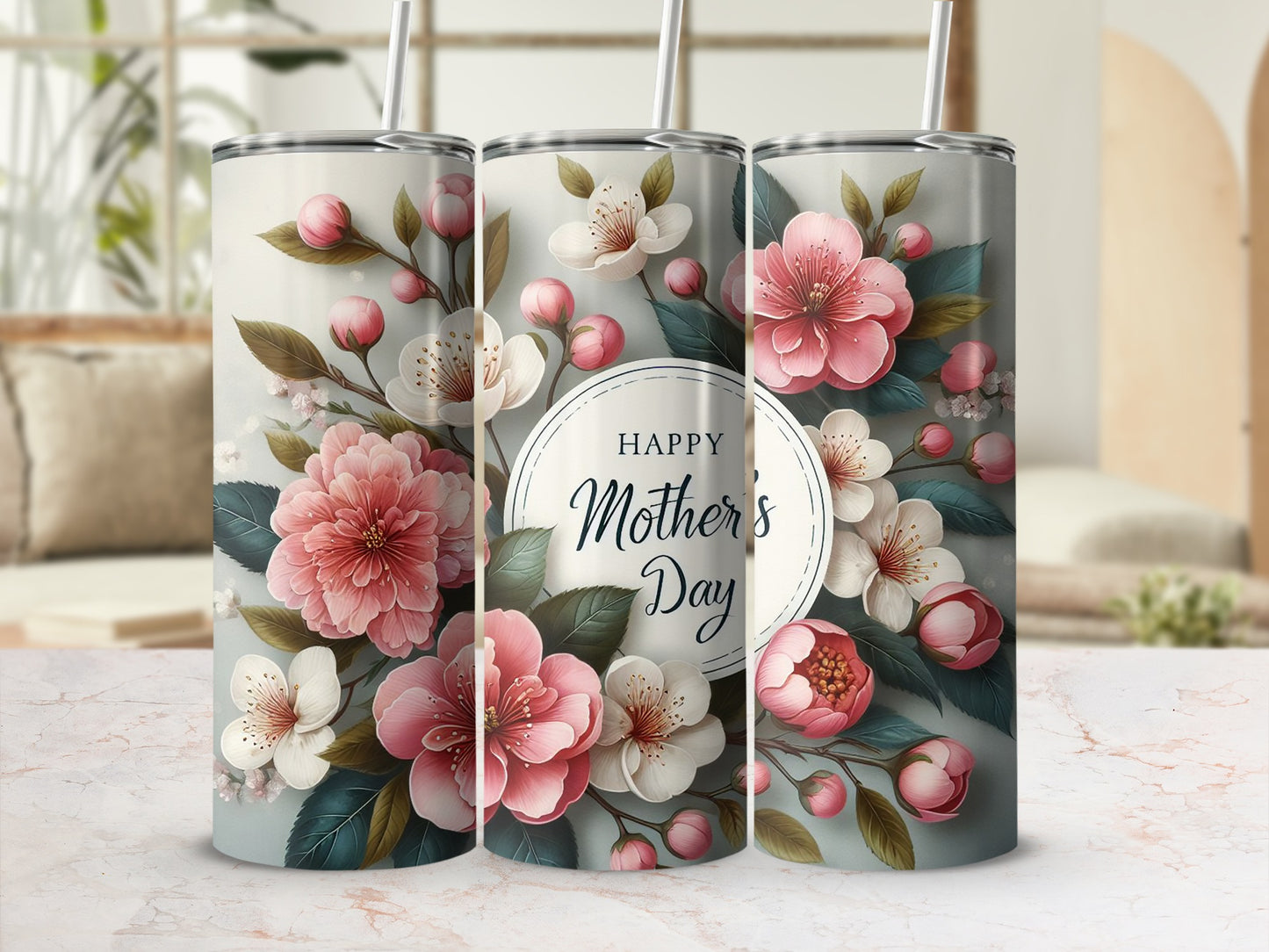 Happy Mother's Day Floral Design Tumbler Gift