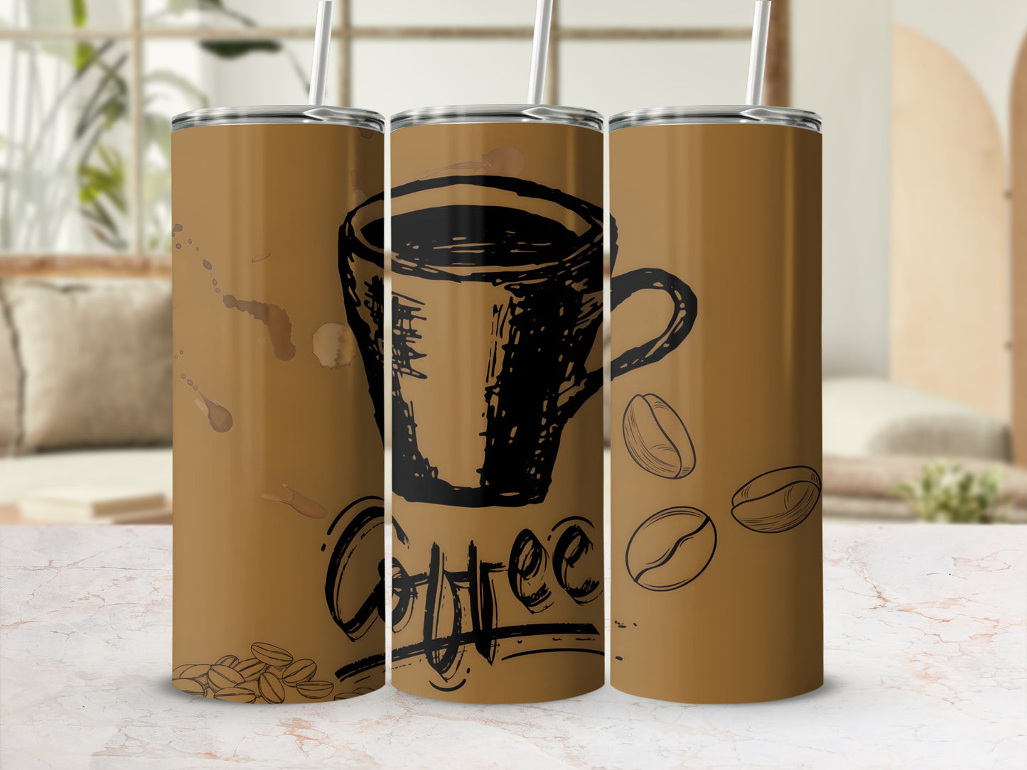 Vintage Coffee Art Insulated Stainless Steel Tumbler
