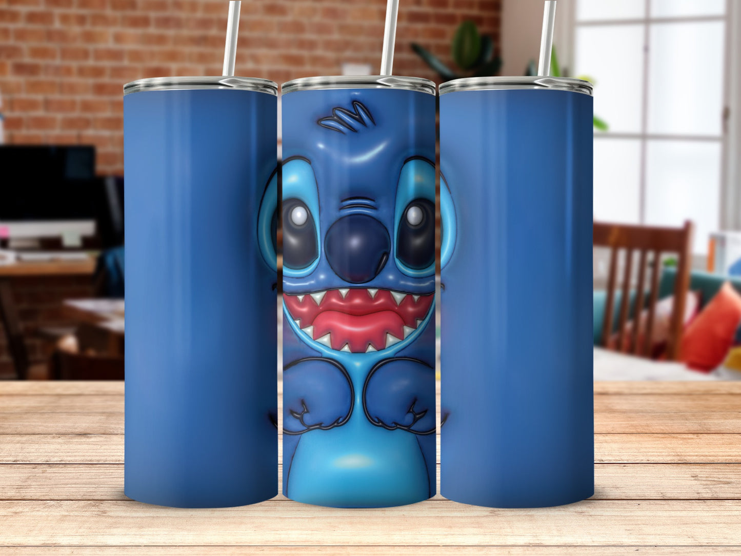 Blue Tumbler with Cartoon Character Design Tumblers
