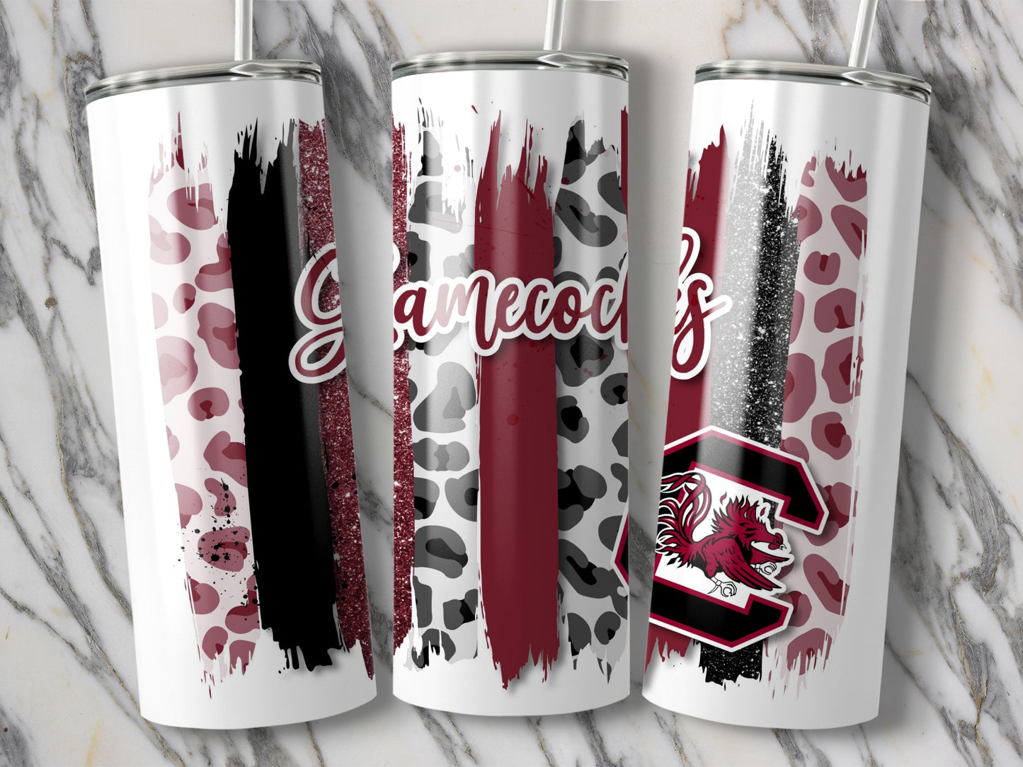 Gamecocks University Animal Prints Stripes Design Tumblers