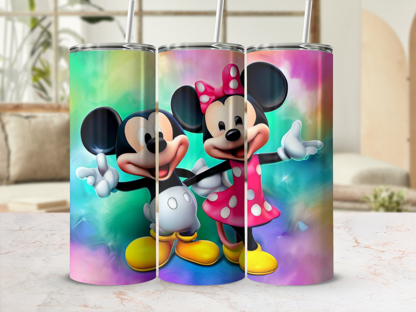Colorful Mickey Minnie Mouse Tumbler Stainless Steel