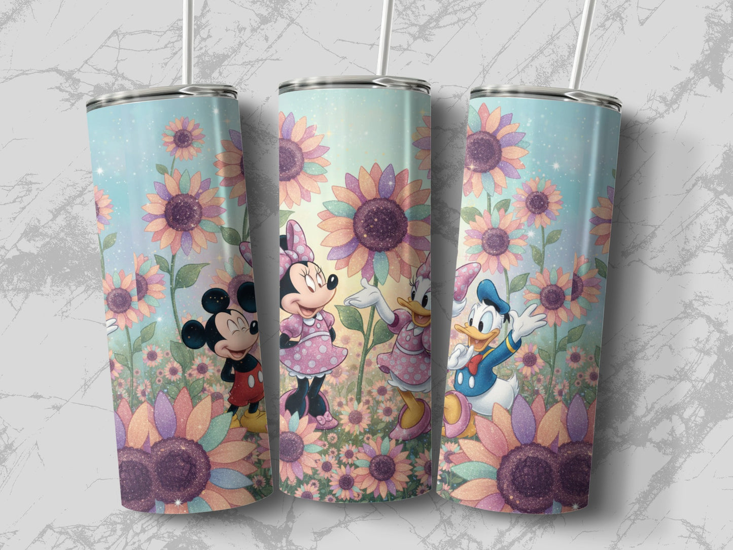 Cute Sunflower Characters Design Tumbler