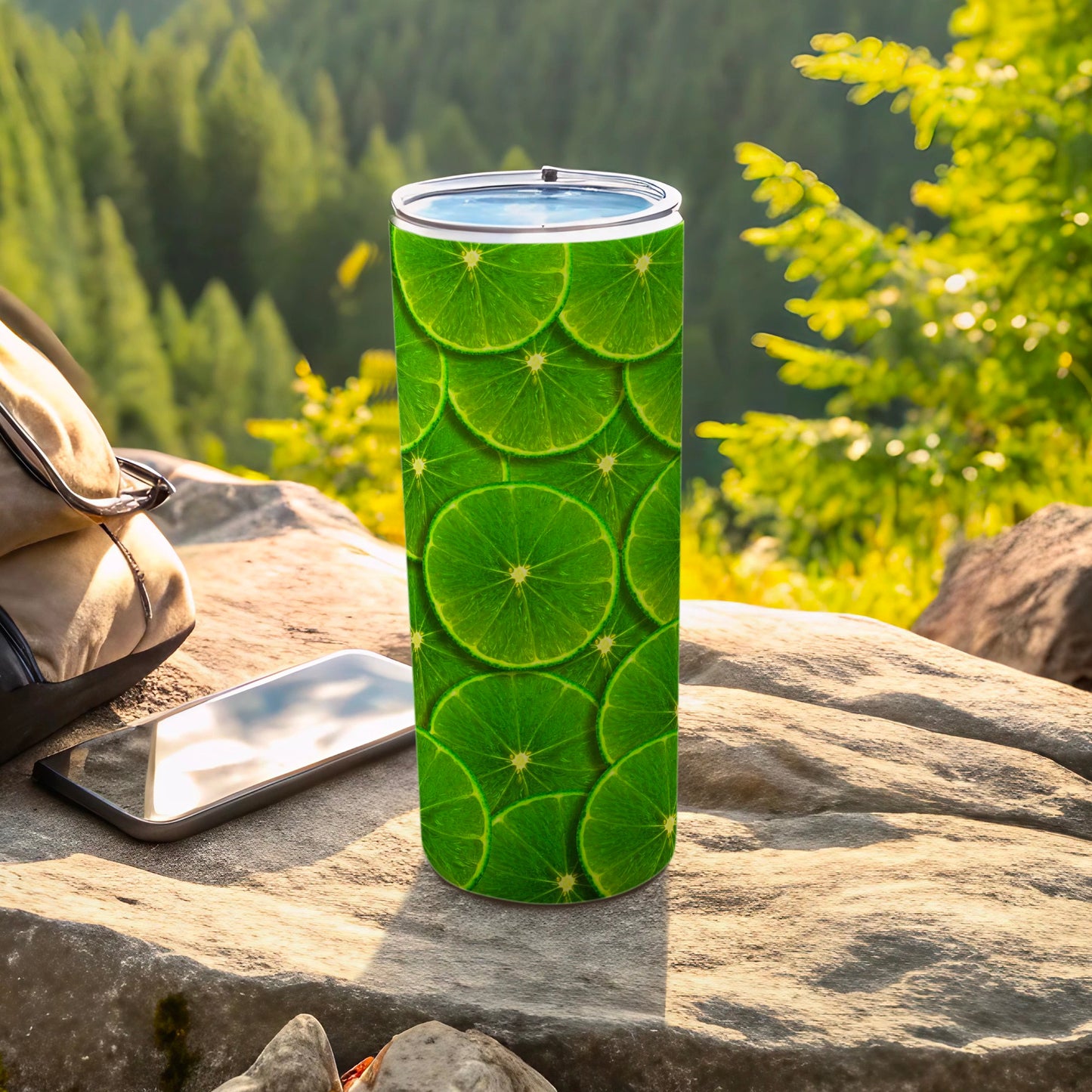 Vibrant Green Lime Slices Tumbler Cup Travel Drinkware product type