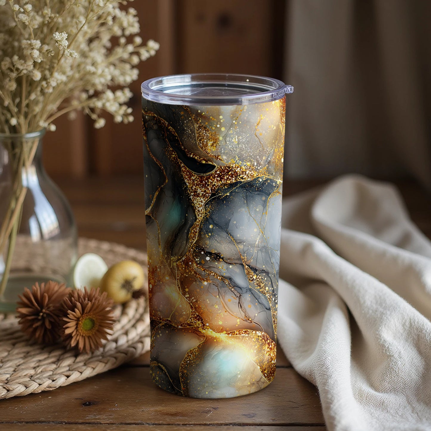 Elegant Marble Gold Glitter Insulated Tumbler product