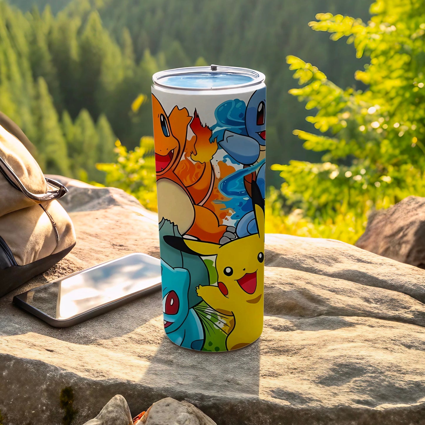 Vibrant Pokemon Characters Design Travel Tumbler Cups