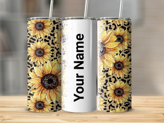 Personalized Sunflower Design Tumbler with Your Name